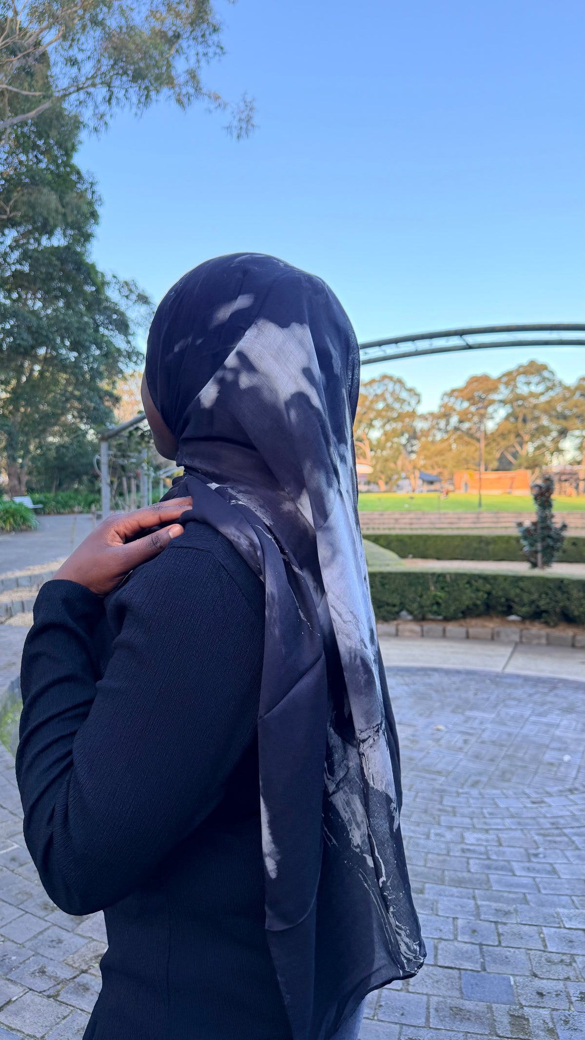 Black Watercolour Printed Modal Hijab
