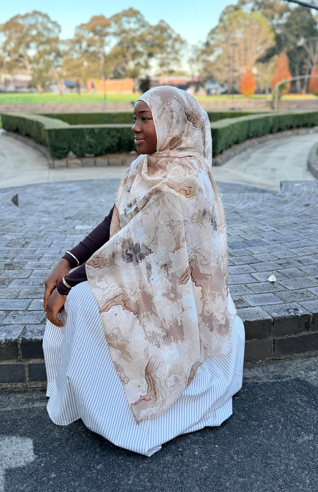 Sand Watercolour Printed Modal Hijab