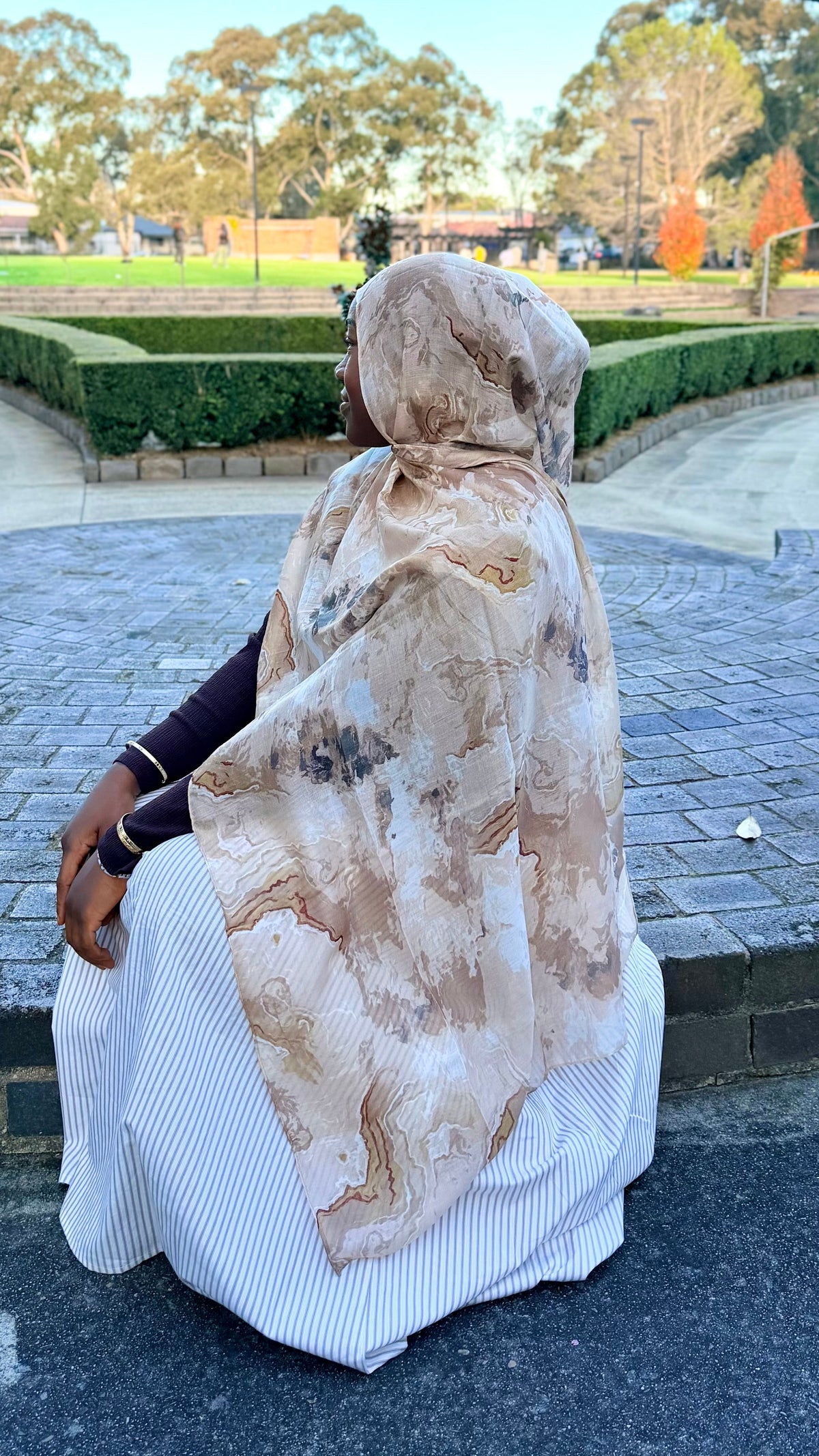 Sand Watercolour Printed Modal Hijab