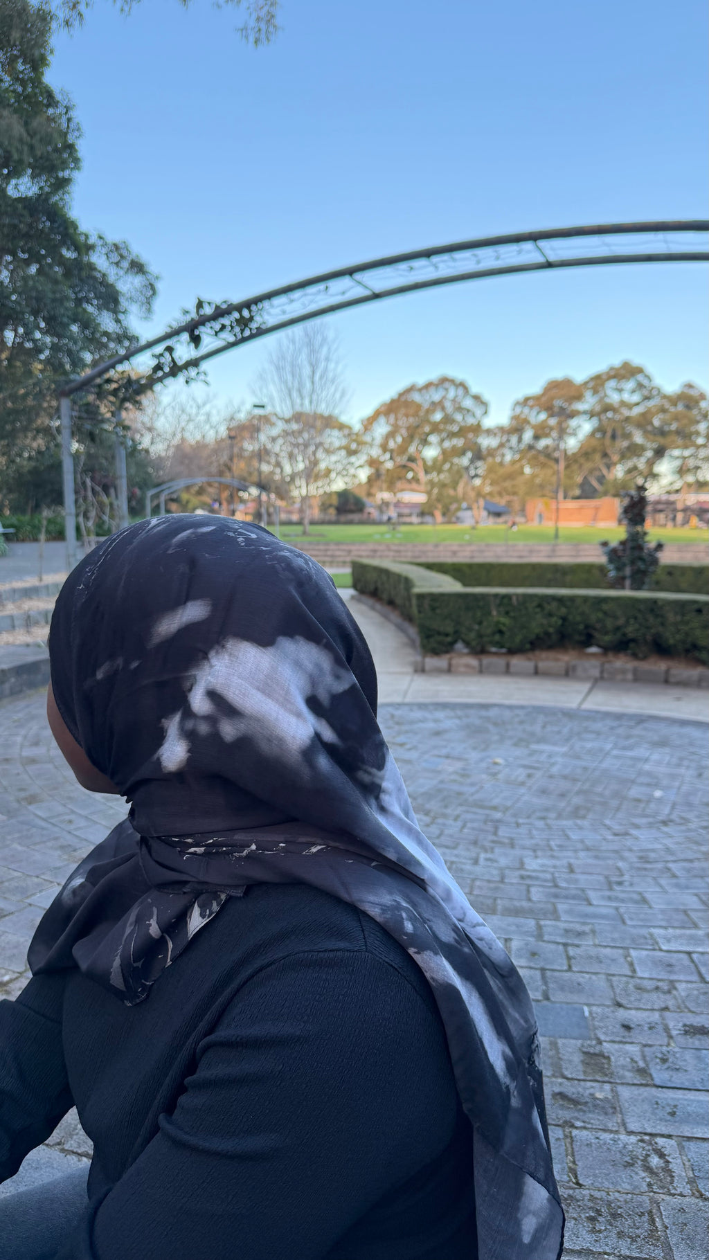 Black Watercolour Printed Modal Hijab